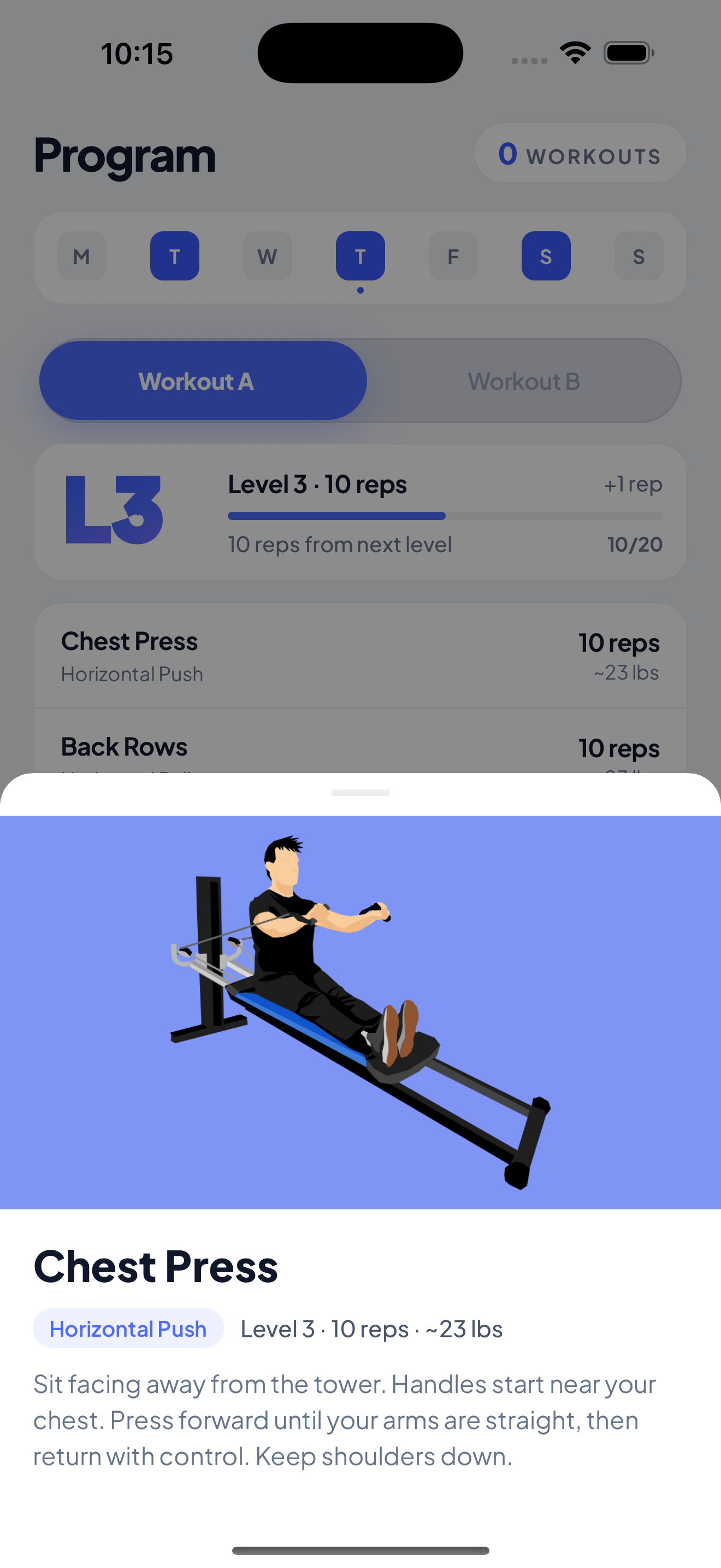 SLED — exercise card with instructions